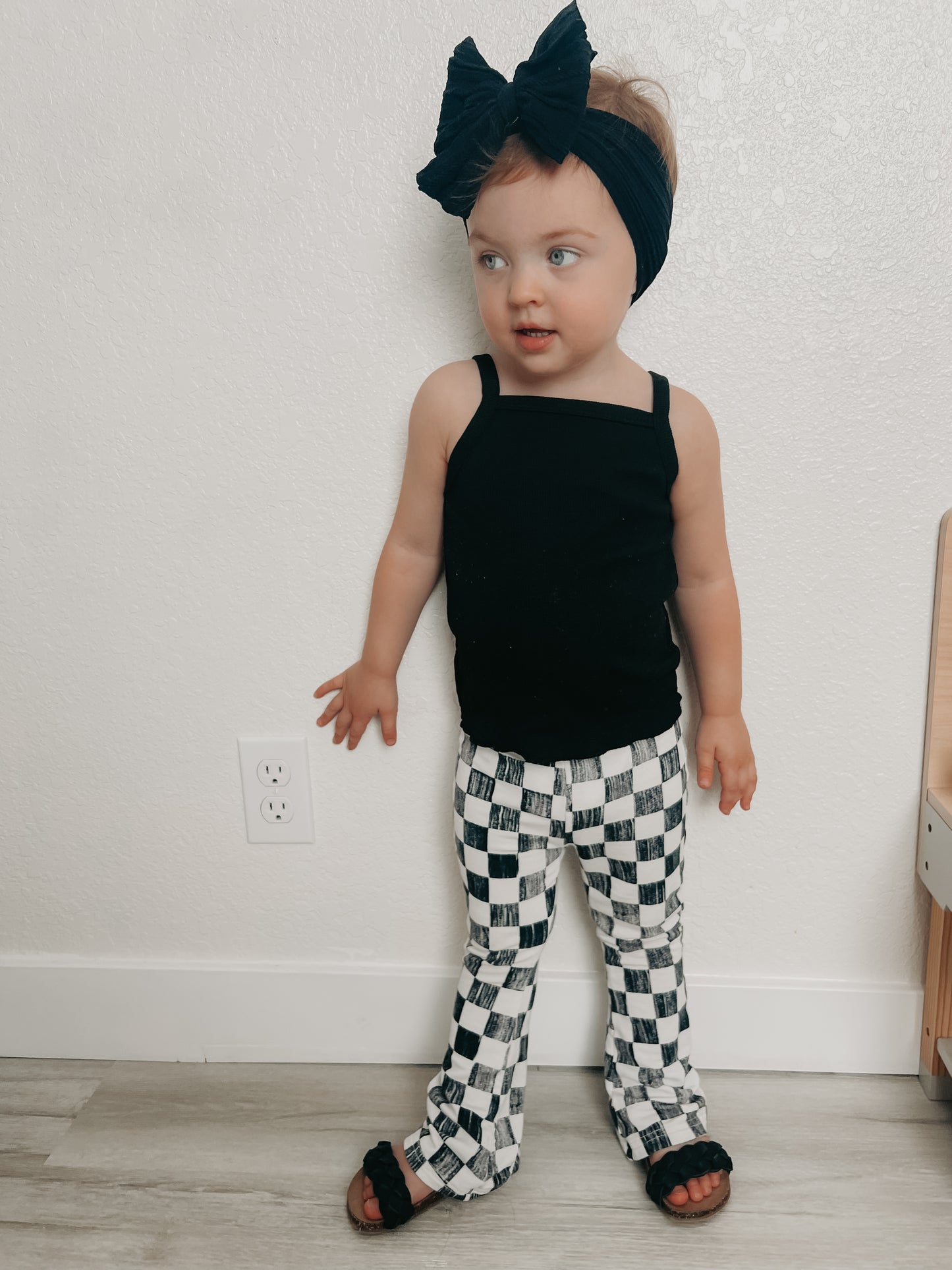 Checker bamboo bell bottoms