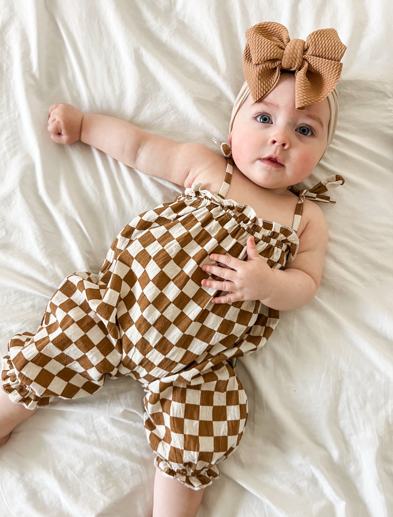 Checkered tie jumpsuit