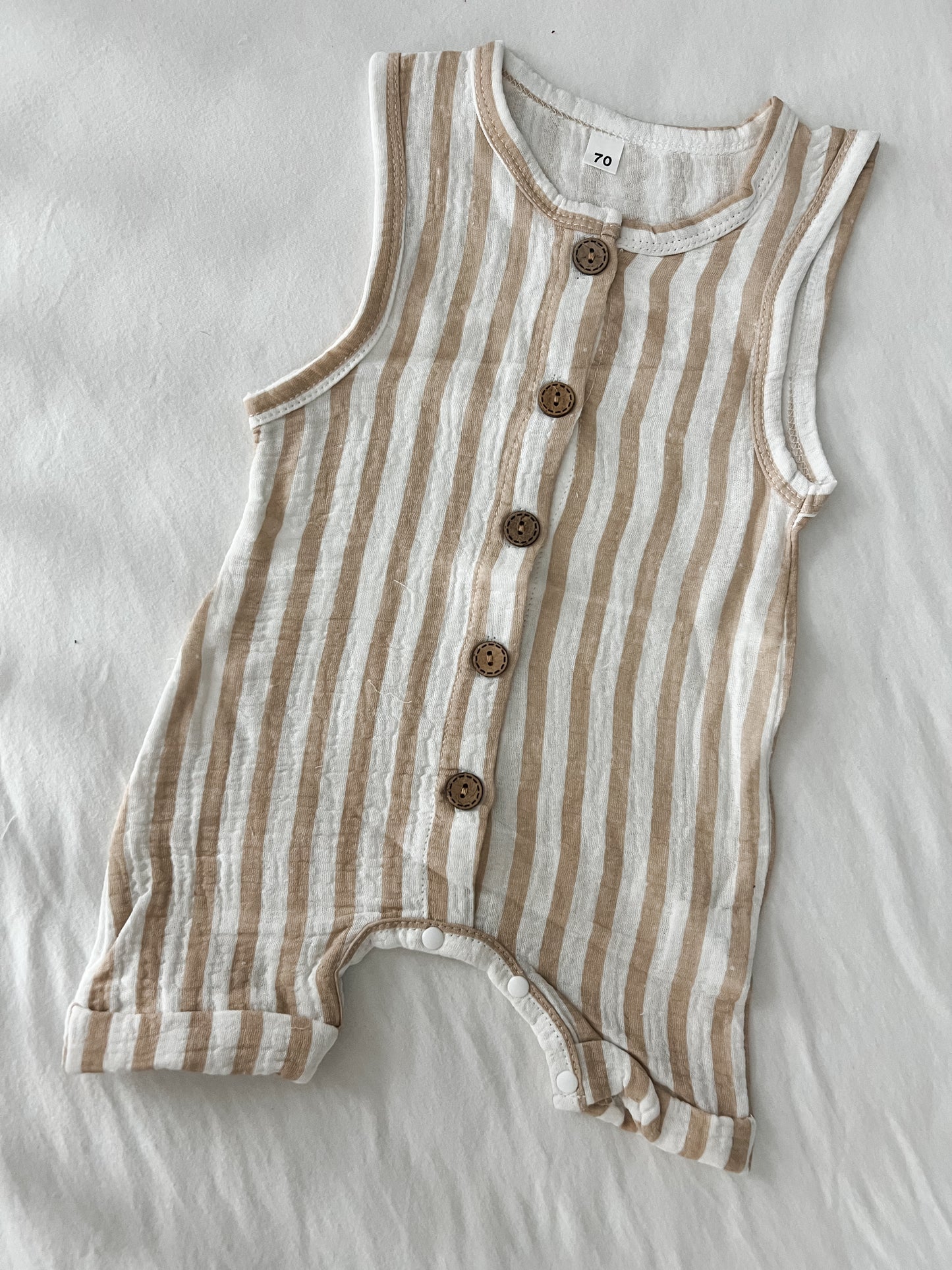 Striped linen romper