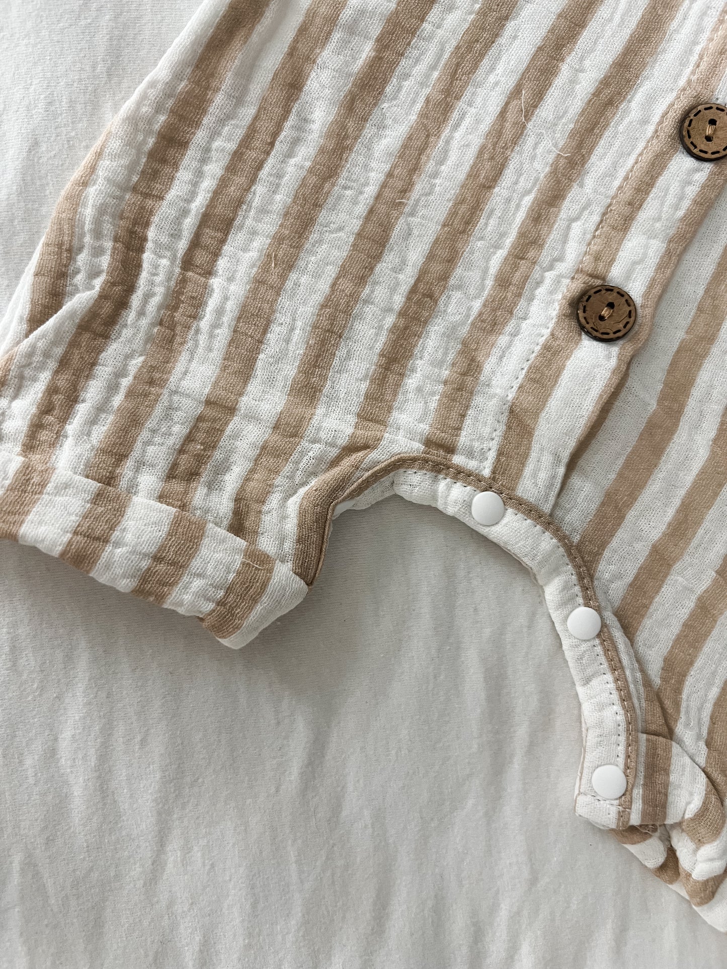 Striped linen romper