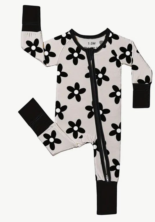 Black floral onesie