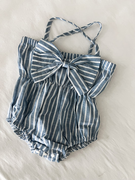 Bow striped romper