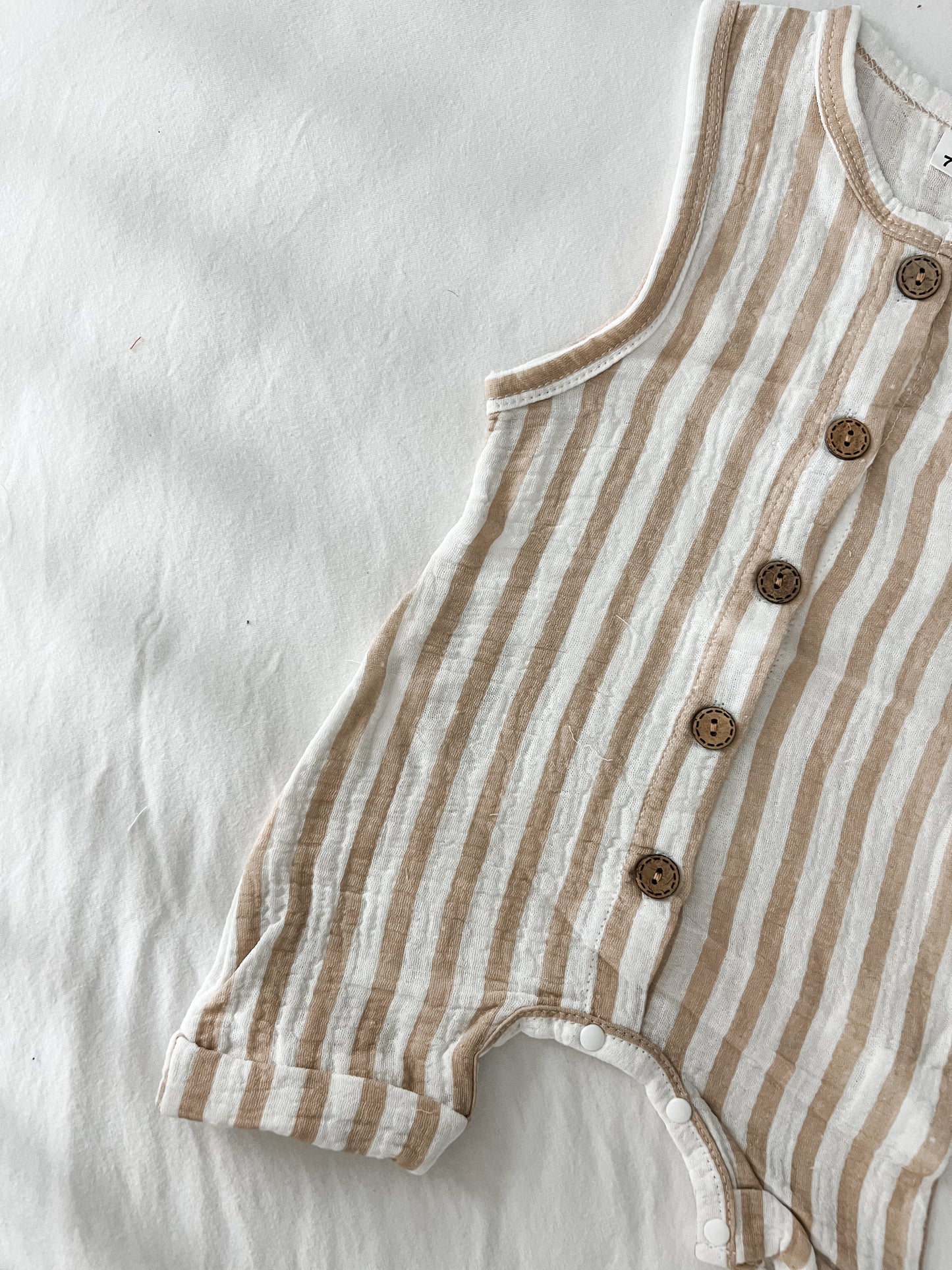 Striped linen romper