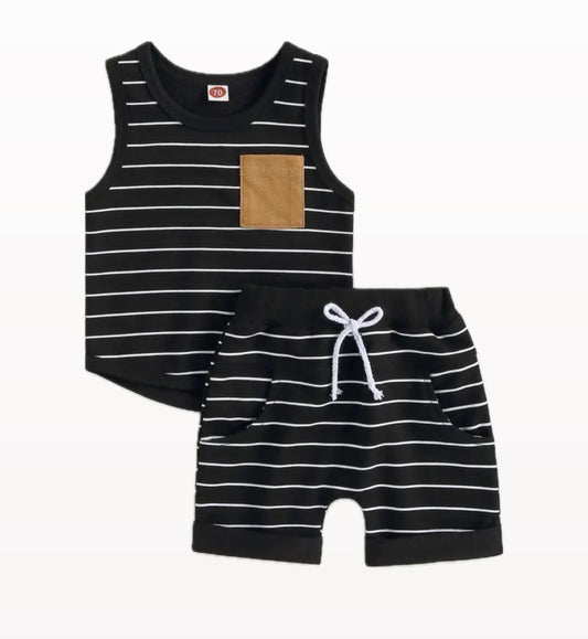 Black striped tank set