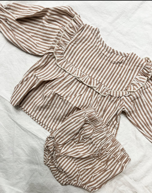 Sage Striped dress set