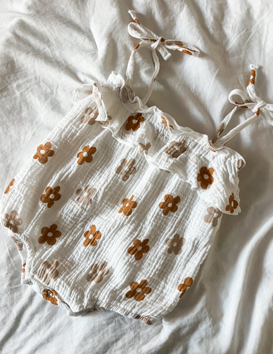Flower tie romper